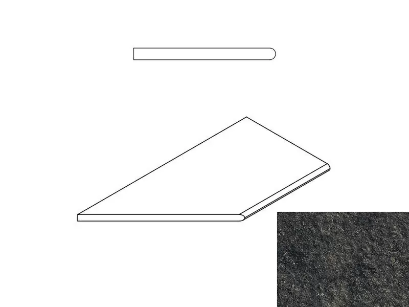 Бортик закругленный левый Италон Room X2 Black 30x60 - фото 1