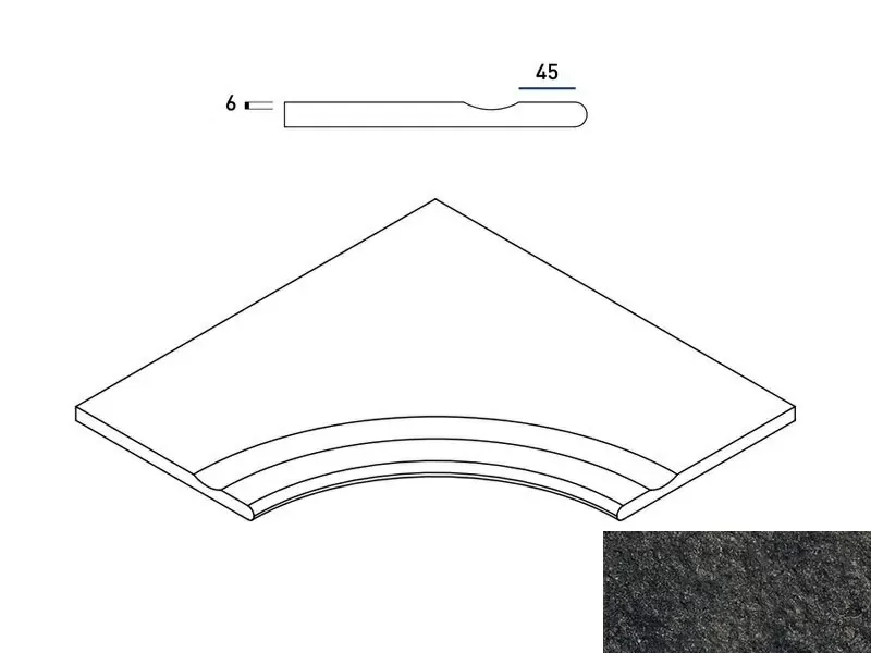 Бортик с выемкой закругленный Италон Room X2 Black 60x60 - фото 1