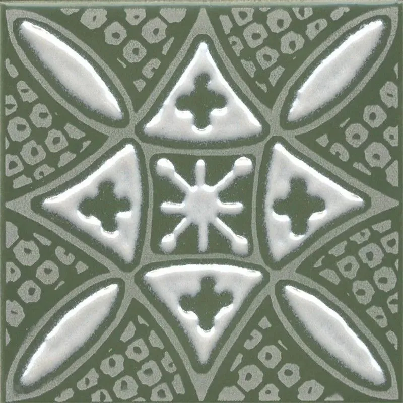 Декор Kerama Marazzi KMD3STA019GN Бахия 2 зеленый глянцевый 9.8x9.8 - фото 1