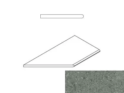 Бортик закругленный левый Италон Genesis X2 Grey 30x60 - фото 1
