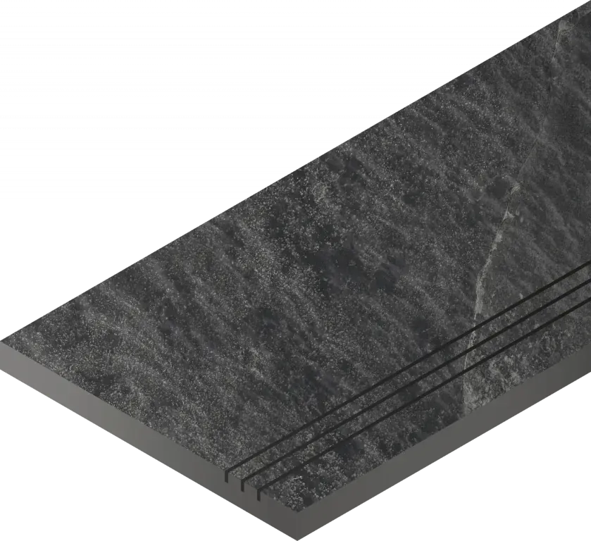 Бортик Италон Материя X2 Титанио грип правый 620090001212 черный 30x120 - фото 1