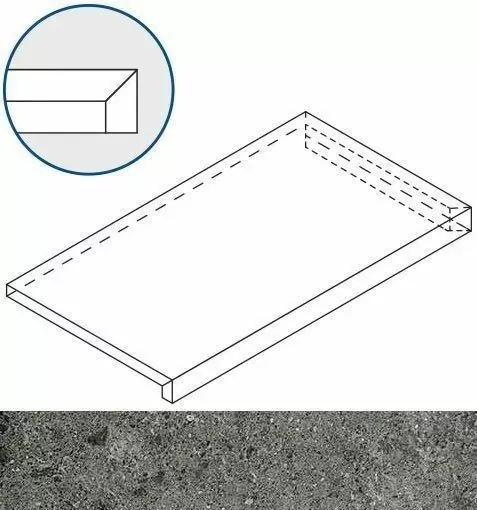 Ступень угловая правая Италон Genesis X2 Grey X2 33x60 - фото 1