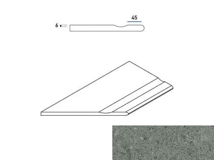 Бортик с выемкой закругленный левый Италон Genesis X2 Grey 30x60 - фото 1