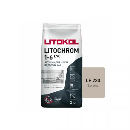 Цветная цементная затирка Литокол LITOCHROM 1-6 EVO 2кг LE.230 багамы - фото 1