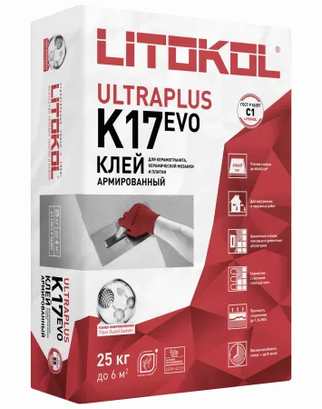 Клей для плитки, керамогранита Литокол ULTRAPLUS K17 EVO 25кг С1 - фото 1