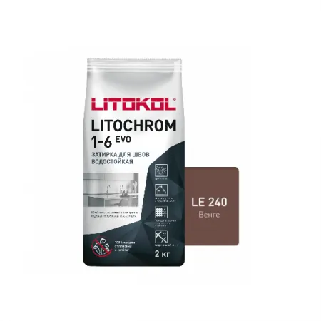 Цветная цементная затирка Литокол LITOCHROM 1-6 EVO 2кг LE.240 венге - фото 1