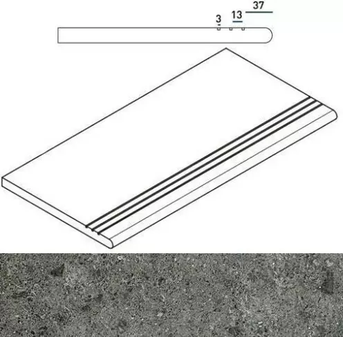 Ступень закругленная Италон Genesis X2 Grey 30x60 - фото 1