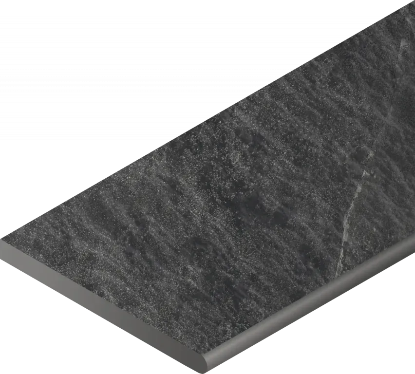 Бортик Италон Материя X2 Титанио закругленный правый 620090001206 черный 30x120 - фото 1