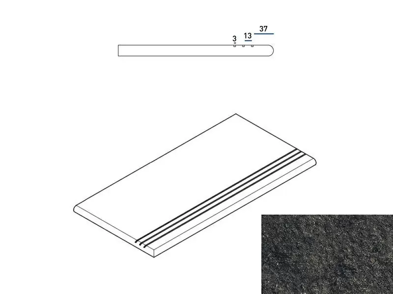 Ступень закругленная угловая левая Италон Room X2 Black 30x60 - фото 1