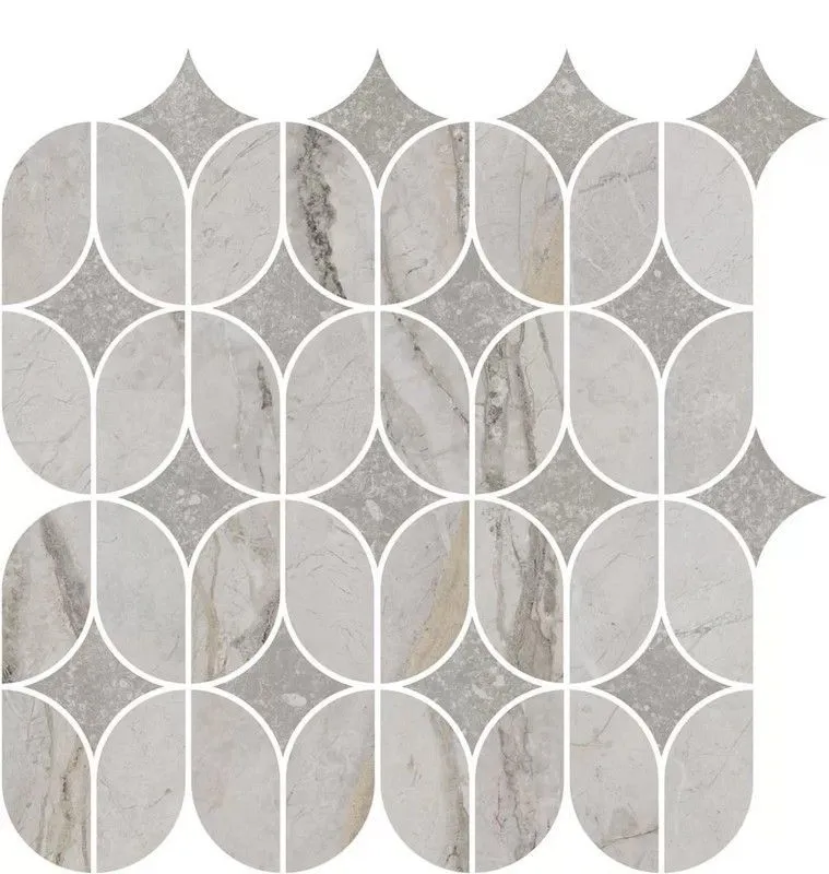 Декор Kerama Marazzi KMD2HID004BR Ифран наборный серый светлый глянцевый обрезной 30x32.5 - фото 1