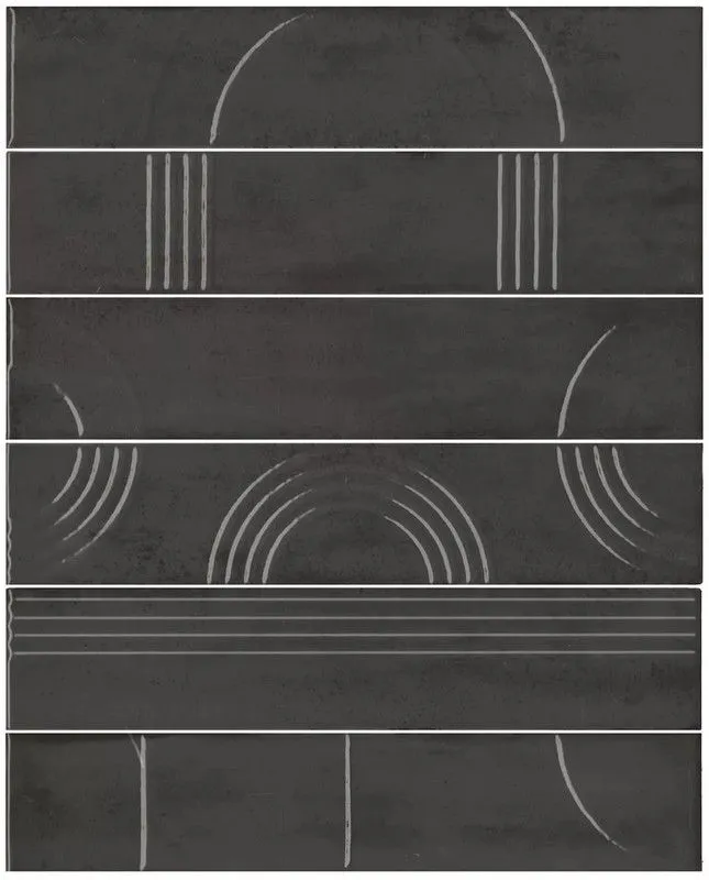 Панно Kerama Marazzi KMP3STA009RN6X Панно Мажорель черный глянцевый из 6 частей 28.5x36 - фото 1