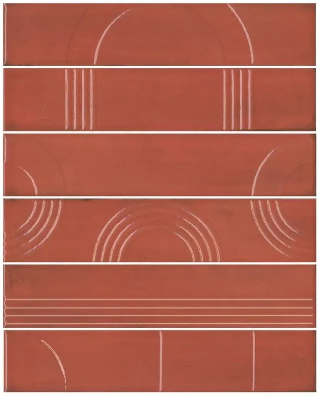 Панно Kerama Marazzi KMP3STA005RN6X Панно Мажорель красный глянцевый из 6 частей 28.5x36 - фото 1