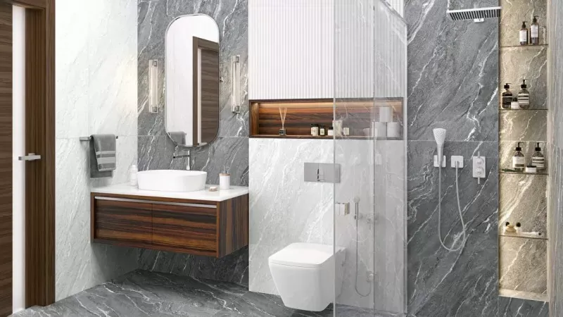 Керамогранит Alma Ceramica Некстстоун GFA114NXT00R серый 57x114 - фото 6