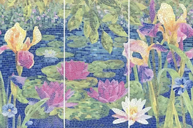 Декор Kerama Marazzi HGD\A94\3x\11000RL Панно Сад Моне лаппатированный 60x90 - фото 1