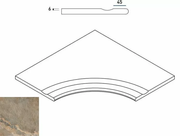 Бортик с выемкой закругленный Италон Magnetique Х2 Dark 60x60 - фото 1