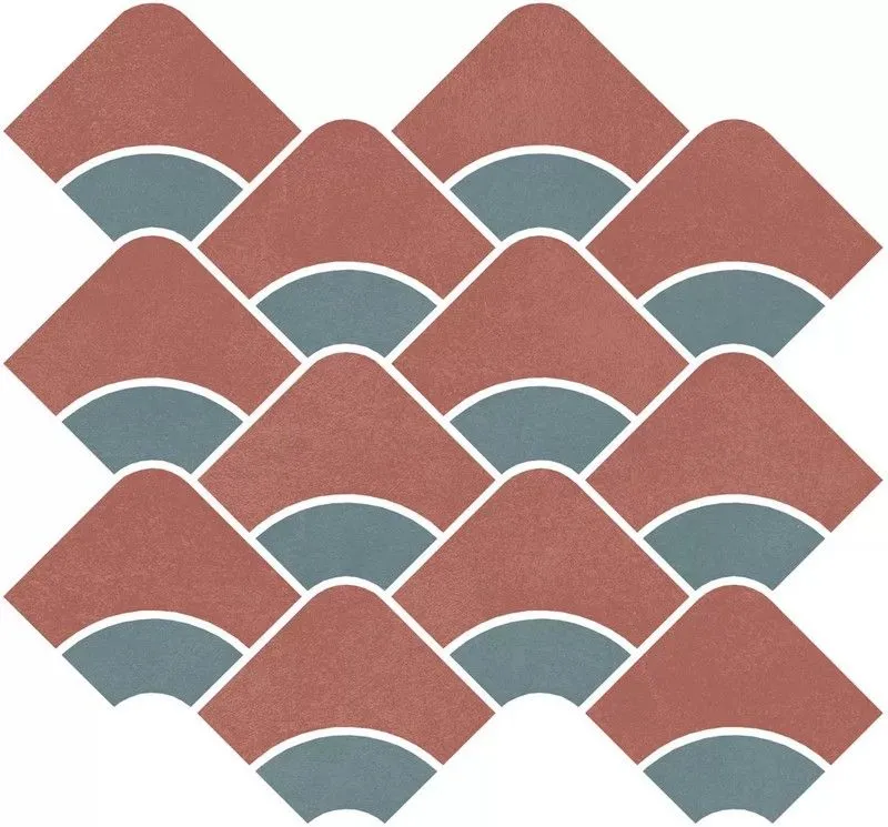 Декор Kerama Marazzi KMD2HID012BR Таделакт наборный красный, бирюзовый матовый обрезной 28x30 - фото 1