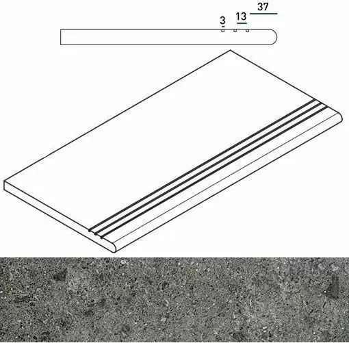 Ступень закругленная угловая левая Италон Genesis X2 Grey 30x60 - фото 1