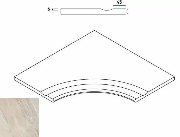 Бортик с выемкой закругленный Италон Magnetique Х2 White 60x60 - фото 1