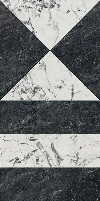 Керамогранит Kerama Marazzi Бьянко неро белый чёрный лаппатированный 60x119.5 SG565422R - фото 1