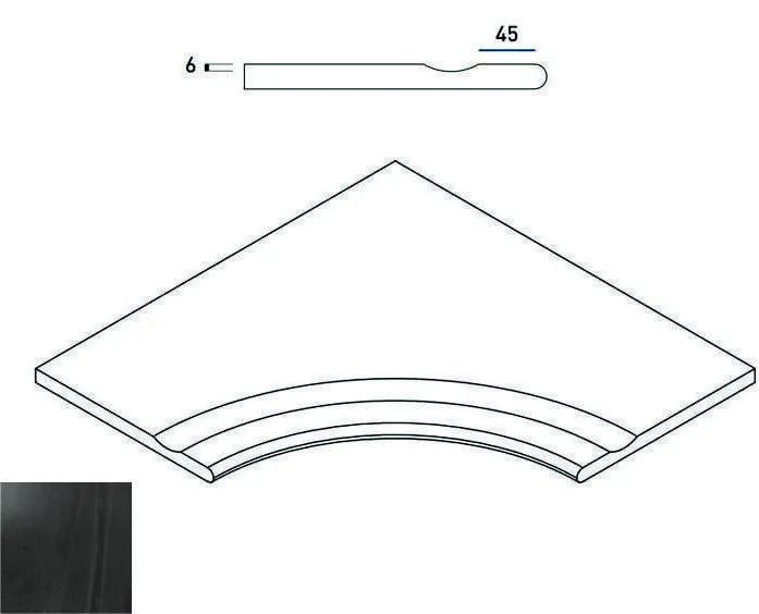Бортик с выемкой закругленный Италон Contempora Х2 Carbon 60x60 - фото 1