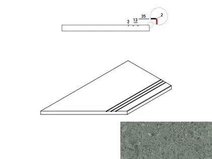 Бортик левый Италон Genesis X2 Grey 30x60 - фото 1