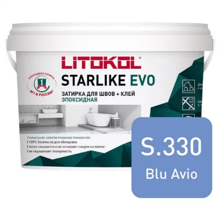 Затирка эпоксидная + клей Литокол STARLIKE EVO 5кг S.330 BLU AVIO - фото 1