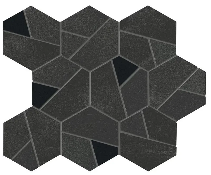 Мозаика Atlas Concorde Italy Boost Tarmac Mosaico Hex Black 25x28.5 AN7B - фото 1