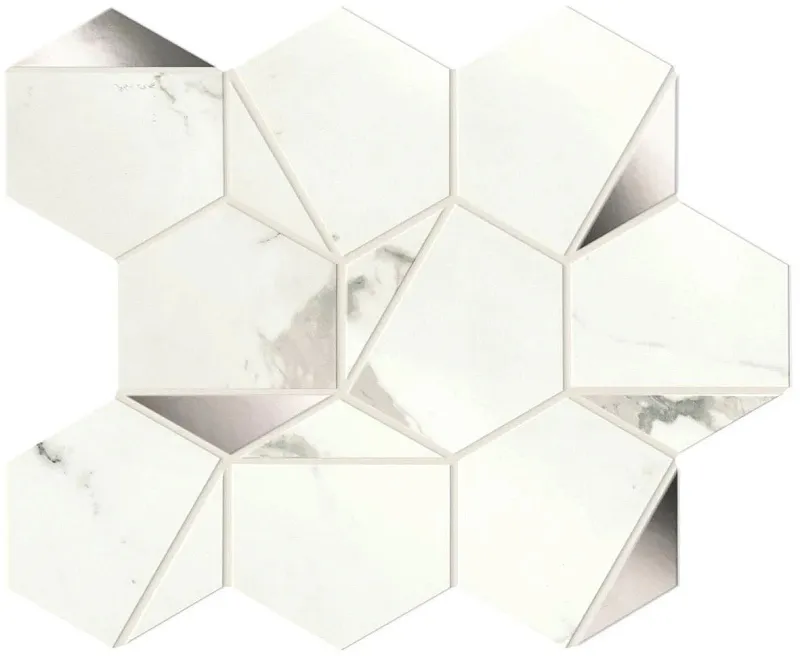 Мозаика Atlas Concorde Italy Marvel Shine Statuario Supremo Platino Hex Shiny 25.1x29 A4WV - фото 1