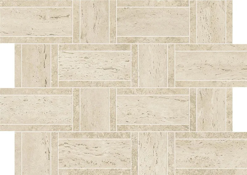 Мозаика Atlas Concorde Italy Marvel Travertine Pearl Mosaico Basketweave 35x46.8 AF9O - фото 1