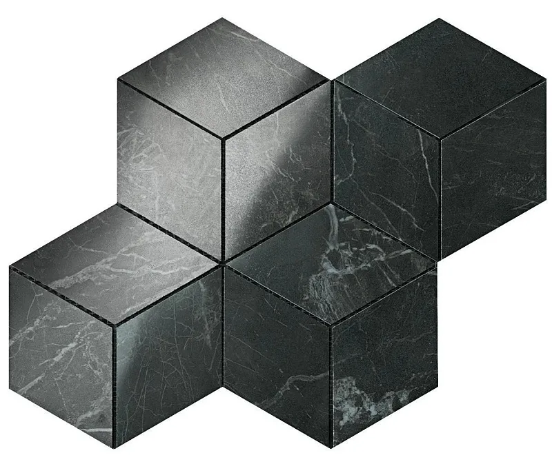 Мозаика Atlas Concorde Italy Marvel Pro Noir St. Laurent Mosaico Esagono Lappato 30x35 ADVP - фото 1