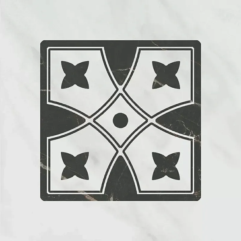 Вставка Kerama Marazzi Келуш 1 грань черно-белый 9.8x9.8 TOC004 - фото 1