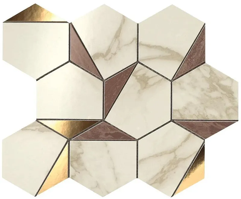 Мозаика Atlas Concorde Italy Marvel Edge Brown Calacatta Gold Hex 25.1x29 9EHB - фото 1