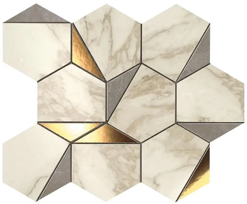 Мозаика Atlas Concorde Italy Marvel Edge Gris Calacatta Gold Hex 25.1x29 9EHG - фото 1
