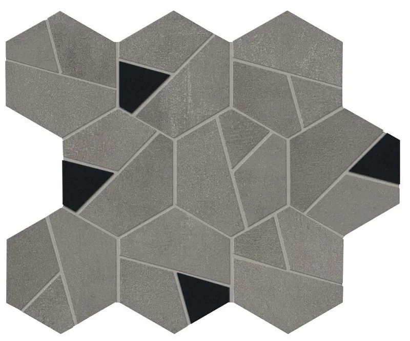 Мозаика Atlas Concorde Italy Boost Smoke Mosaico Hex Black 25x28.5 AN69 - фото 1