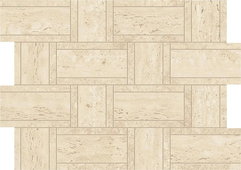 Мозаика Atlas Concorde Italy Marvel Travertine Sand Mosaico Basketweave 35x46.8 AF9N - фото 1