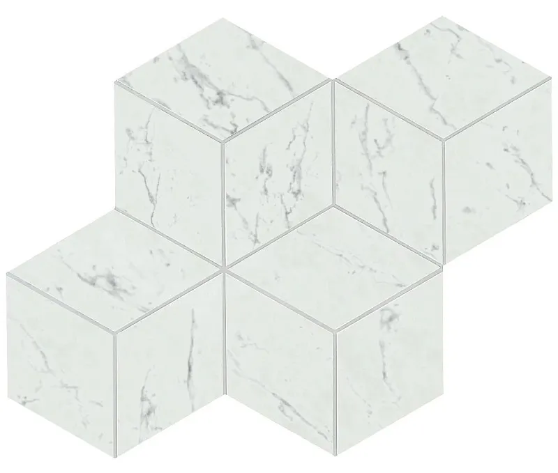 Мозаика Atlas Concorde Italy Marvel Stone Carrara Pure Mosaico Esagono Lappato 30x35 AS2J - фото 1