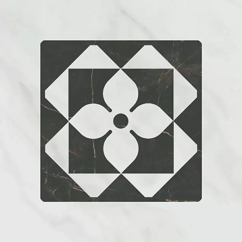 Вставка Kerama Marazzi Келуш 3 грань черно-белый 9.8x9.8 TOC006 - фото 1