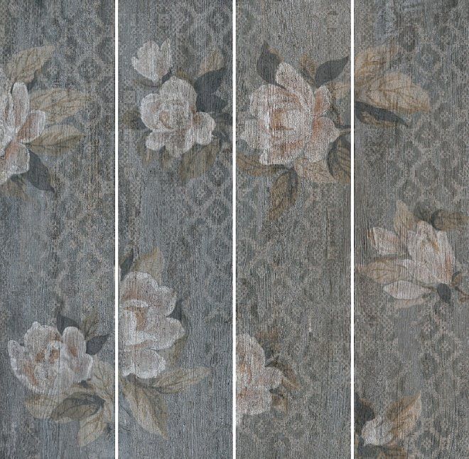 Kerama Marazzi Поджио Цветы серый обрезной
