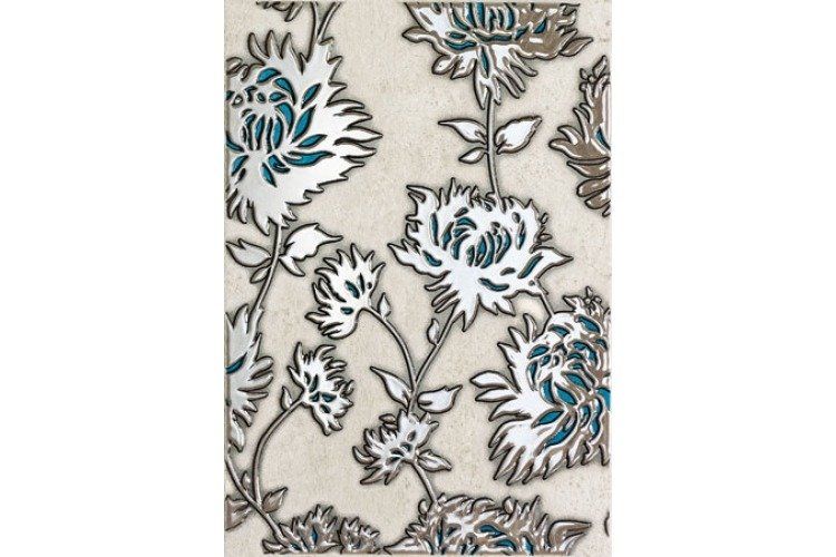 TUBADZIN Gris flower turkus декор 25x36