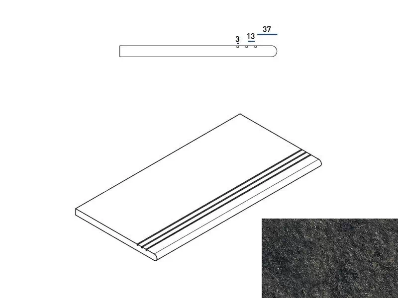 Ступень закругленная Италон Room X2 Black 30x60 - фото 1