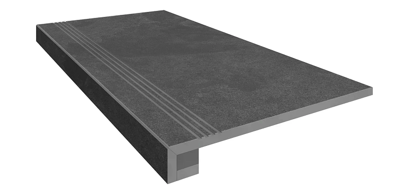 Комплект Estima TE04 Terra Black (Ступень 33x120 непол. прямоугол. бортик с насечками + Подступенок 14,5x120) - фото 1