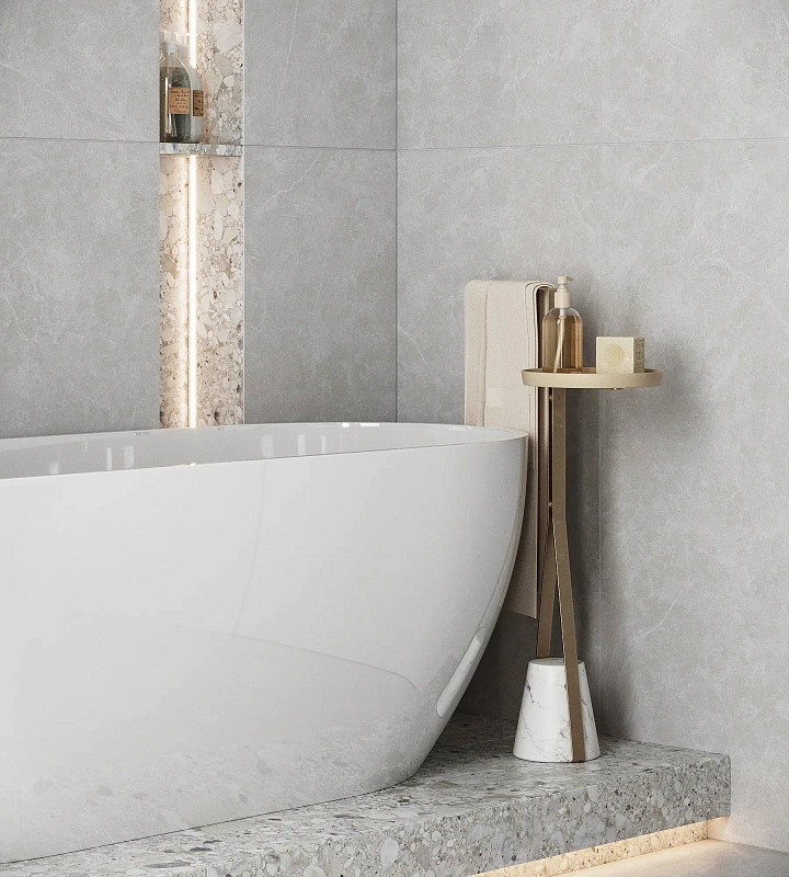 Керамогранит Креанза SL1003-A Oviedo Silver Solido 60x120 серый - фото 7