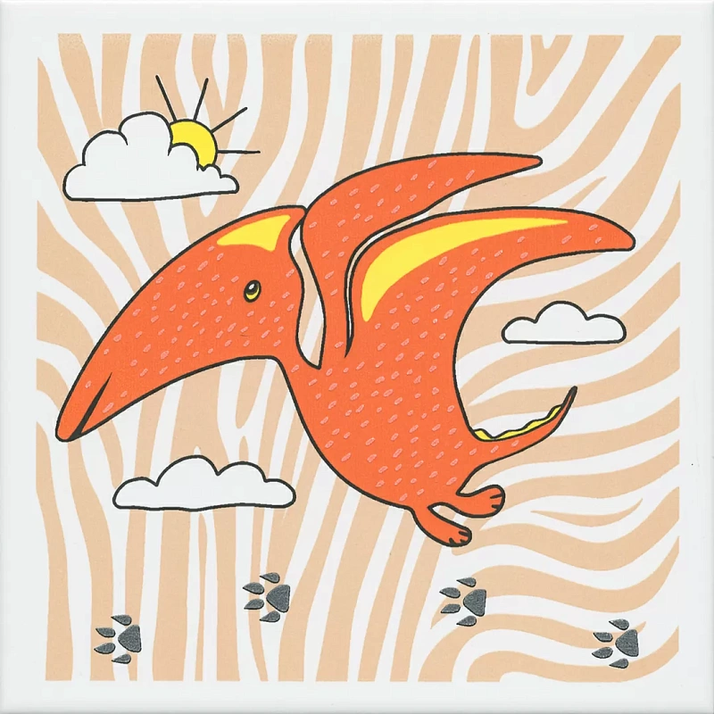 Декор Kerama Marazzi OP\A229\5009 Динозаврики 4 матовый 20x20 - фото 1