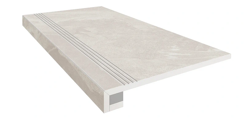 Комплект Estima TE00 Terra White (Ступень 33x120 непол. прямоугол. бортик с насечками + Подступенок 14,5x120) - фото 1