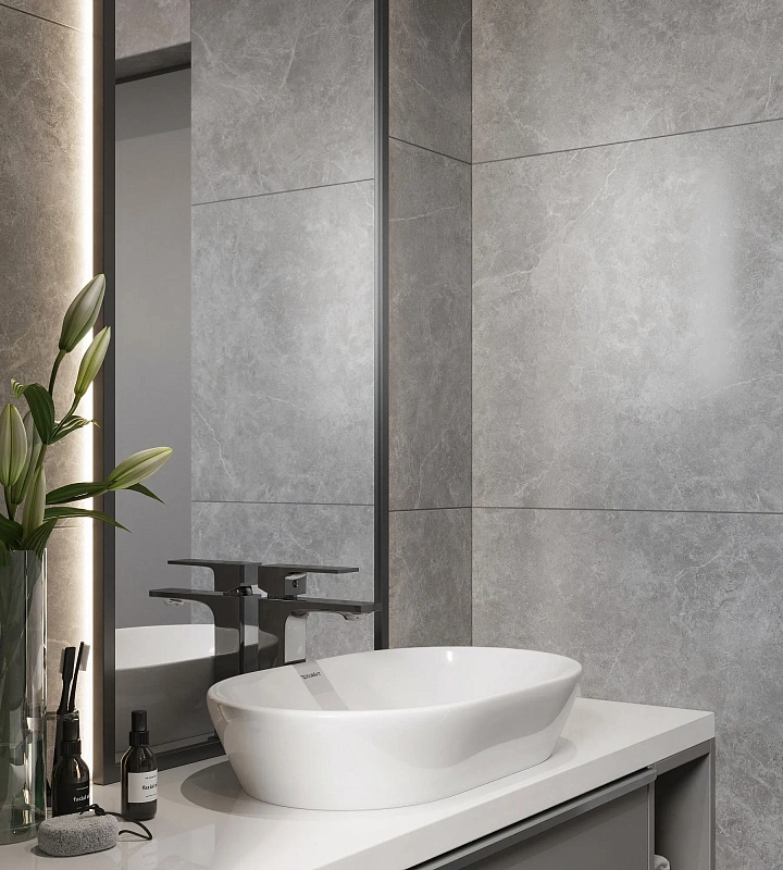 Керамогранит Креанза SL1003-A Oviedo Silver Solido 60x120 серый - фото 4