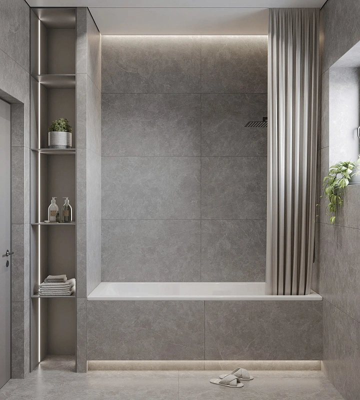 Керамогранит Креанза SL1003-A Oviedo Silver Solido 60x120 серый - фото 3