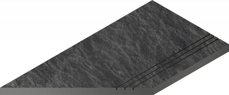 Бортик Италон Материя X2 Титанио грип левый 620090001214 черный 30x120 - фото 1