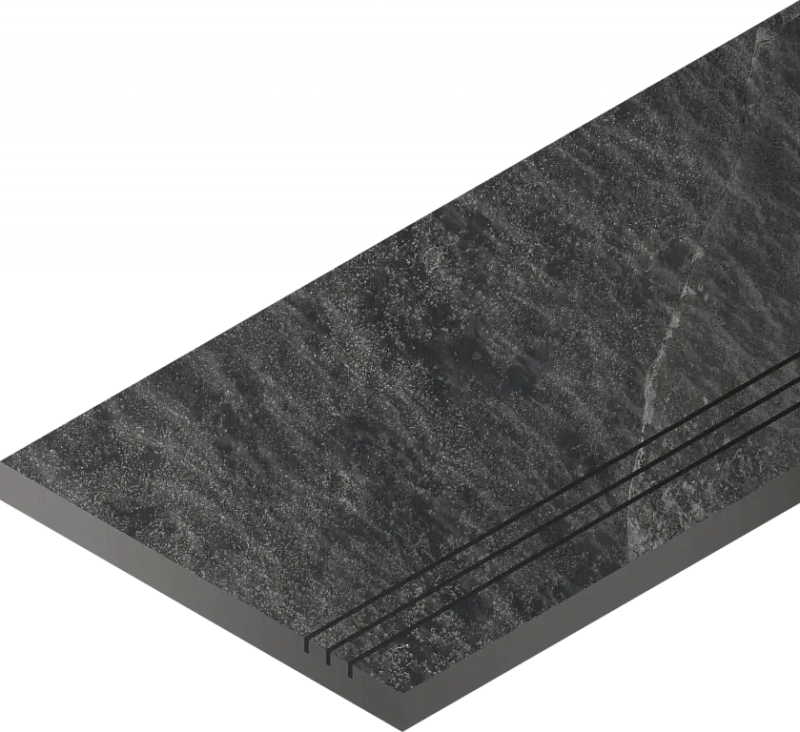 Бортик Италон Материя X2 Титанио грип правый 620090001212 черный 30x120 - фото 1