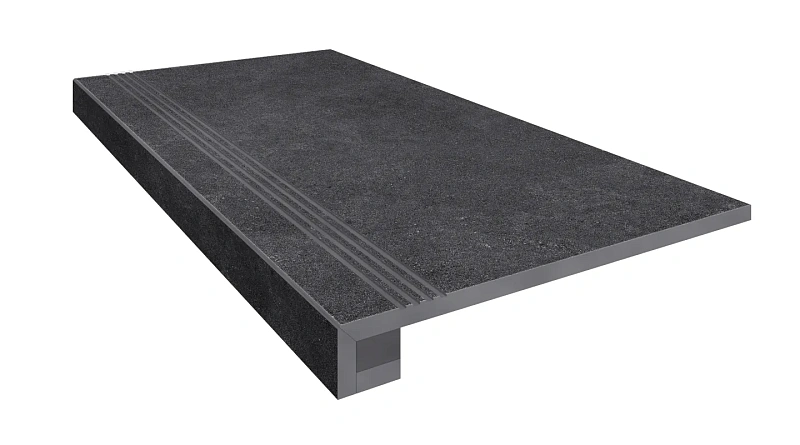 Комплект Estima LN04 Luna Black (Ступень 33x120 непол. прямоугол. бортик с насечками + Подступенок 14,5x120) - фото 1