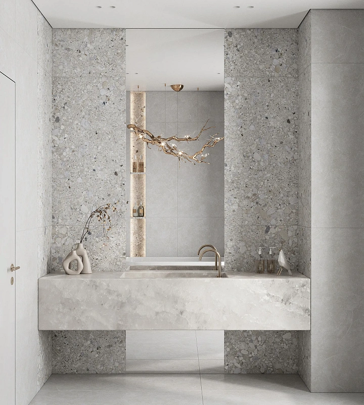 Керамогранит Креанза SL1003-A Oviedo Silver Solido 60x120 серый - фото 6